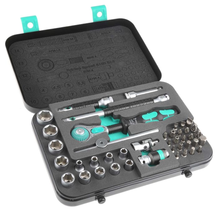 05003533001 Wera Wera 42Piece Socket Set, 1/4 in Square Drive, 4 → 7mm Socket 495423 RS