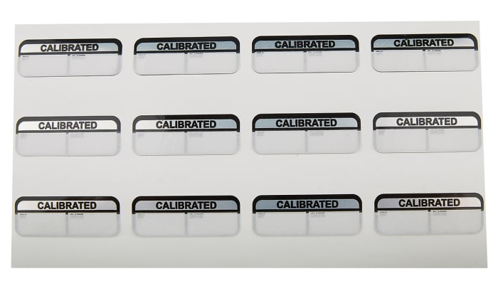 RS PRO Adhesive Pre-Printed Black Label-Calibrated-. Quantity: 120