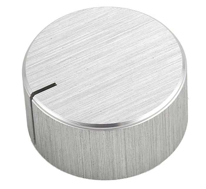 RS PRO 28mm Silver Potentiometer Knob for 6.4mm Shaft Splined