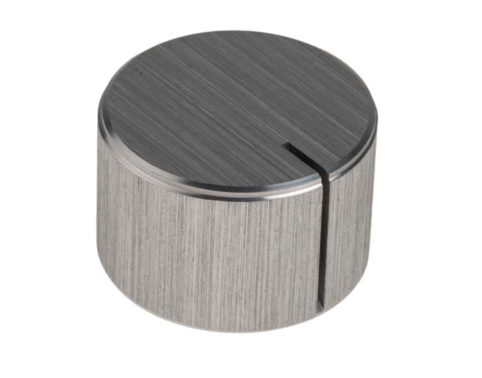 RS PRO 22mm Silver Potentiometer Knob for 6.4mm Shaft Splined