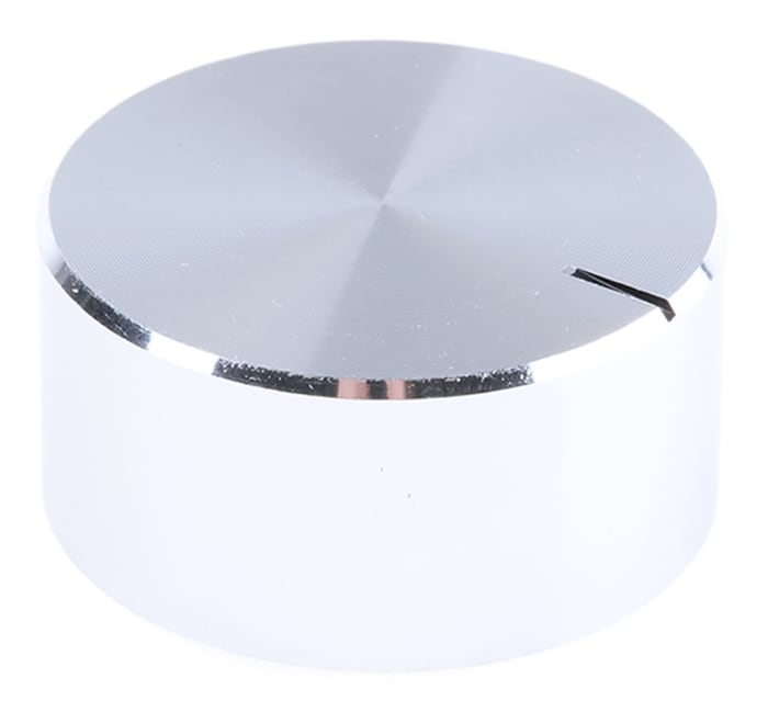 RS PRO 29mm Silver Potentiometer Knob for 6.4mm Shaft Splined