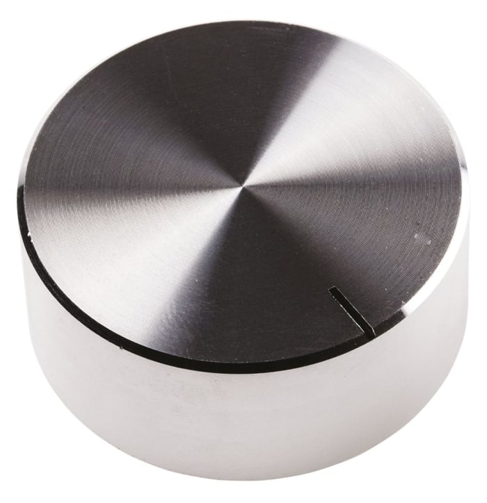 RS PRO 38mm Silver Potentiometer Knob for 6.4mm Shaft Splined