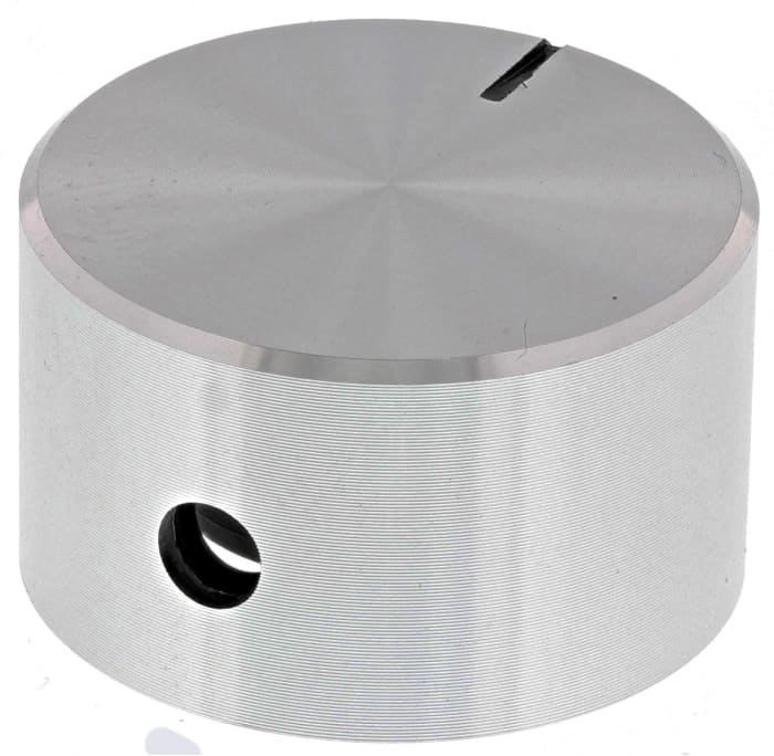 RS PRO 22mm Silver Potentiometer Knob for 4mm Shaft Splined