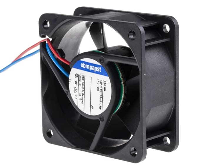 Ventilateur axial 600 N ebm-papst 12 V dc, 42m³/h, 60 x 60 x 25mm, 1.5W