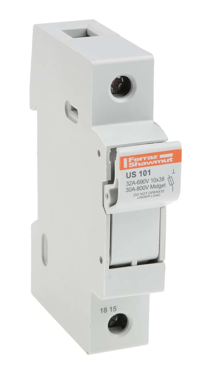 Mersen 30A Rail Mount Fuse Holder for 10 x 38mm Fuse, 1P, 690V ac