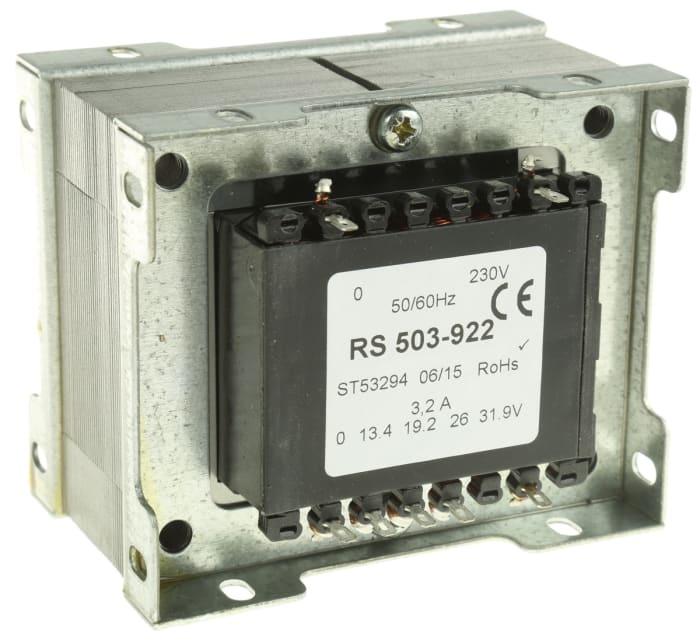 RS PRO 1 Output 240 VA Chassis Mount Transformer, 4.5 to 31.9 V ac, IECBSEN 615581, CE, IECBSEN 615586, ASNZS 61558..6,