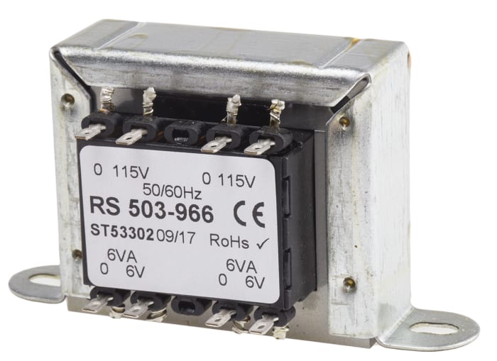RS PRO 12VA 2 Output Chassis Mounting Transformer, 6V ac, IEC 61558-2-6