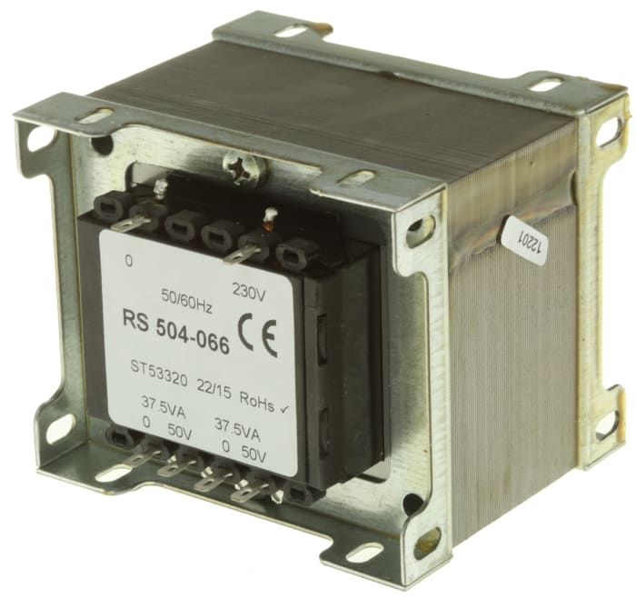 RS PRO 2 Output 200 VA Chassis Mount Transformer, 50 V ac, RoHS, IECBSEN 615586, CE, ASNZS 61558..6, IECBSEN 615584,