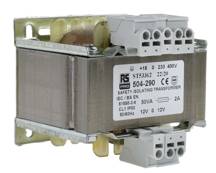 RS PRO 50VA 1 Output Chassis Mounting Transformer, 12V ac, IEC 61558-2-6