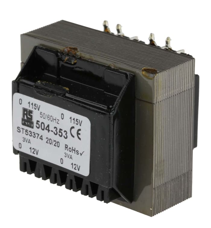 RS PRO 12V ac 2 Output Through Hole PCB Transformer, 6VA