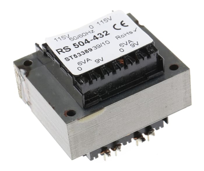 RS PRO 9V ac 2 Output Through Hole PCB Transformer, 12VA