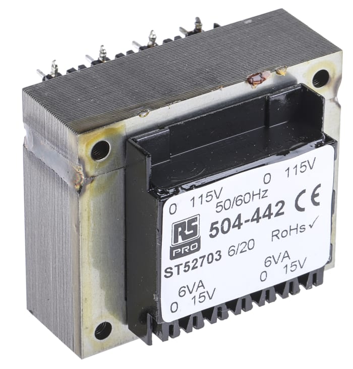 RS PRO 15V ac 2 Output Through Hole PCB Transformer, 12VA