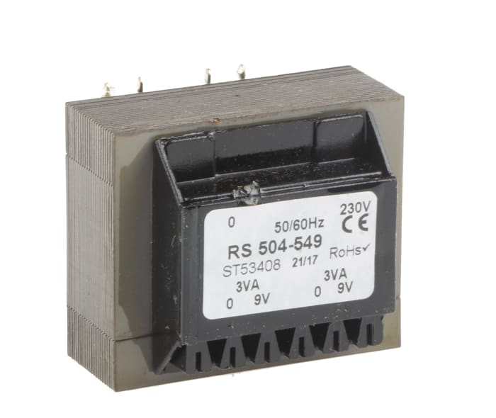 RS PRO 9V ac 2 Output Through Hole PCB Transformer, 6VA