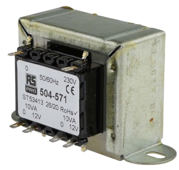 RS PRO 20VA 2 Output Chassis Mounting Transformer, 12V ac, IEC 61558-2-6