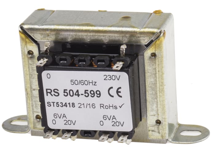 RS PRO 12VA 2 Output Chassis Mounting Transformer, 20V ac, IEC 61558-2-6