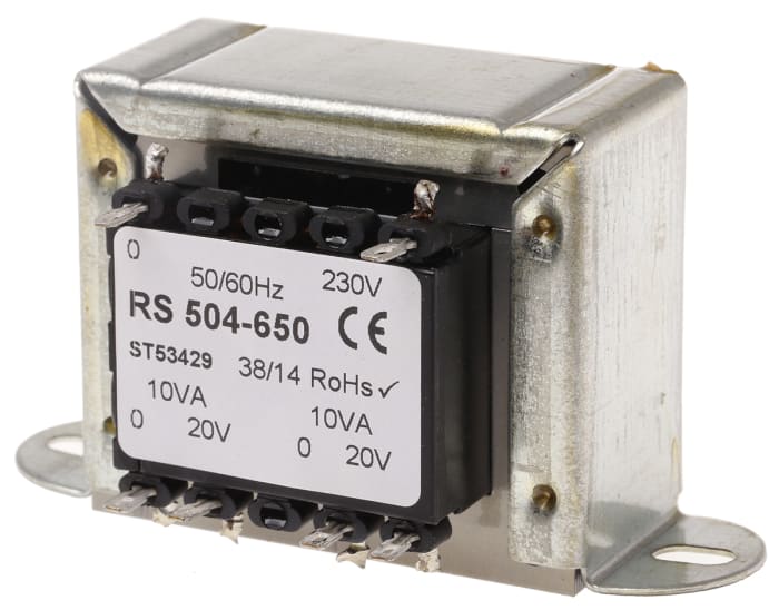 RS PRO 20VA 2 Output Chassis Mounting Transformer, 20V ac, IEC 61558-2-6