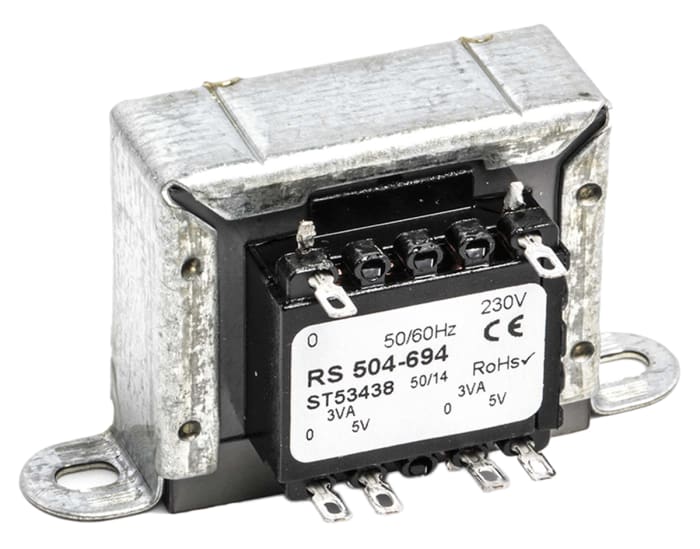 RS PRO 6VA 2 Output Chassis Mounting Transformer, 5V ac, IEC 61558-2-6