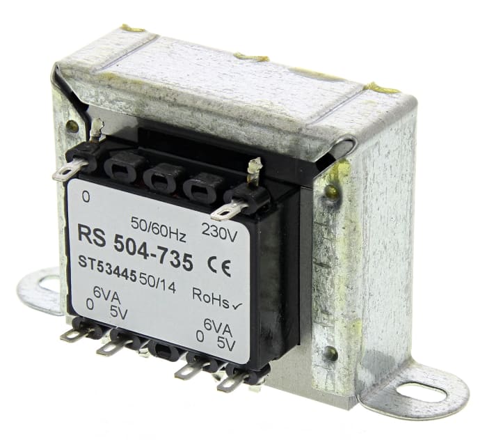 RS PRO 12VA 2 Output Chassis Mounting Transformer, 5V ac, IEC 61558-2-6