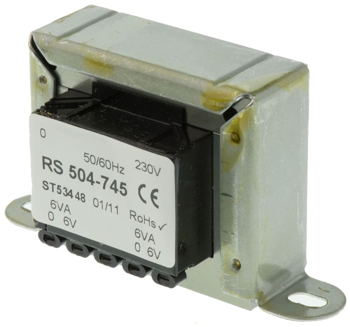 RS PRO 12VA 2 Output Chassis Mounting Transformer, 6V ac, IEC 61558-2-6