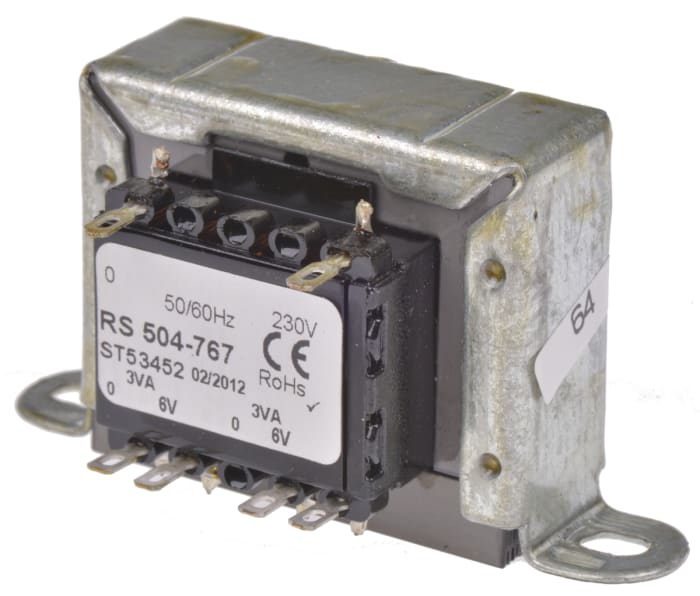 RS PRO 6VA 2 Output Chassis Mounting Transformer, 6V ac, IEC 61558-2-6