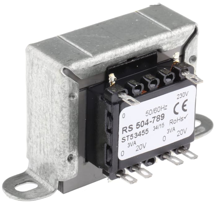 RS PRO 6VA 2 Output Chassis Mounting Transformer, 20V ac, IEC 61558-2-6