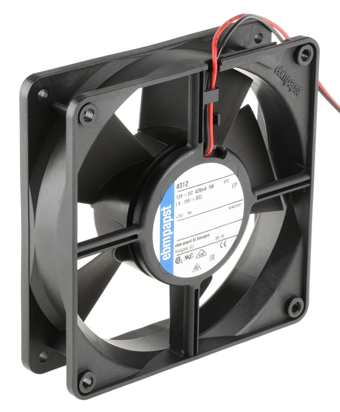 Ventilateur axial 4300 ebm-papst 12 V dc, 170m³/h, 119 x 119 x 32mm, 5W
