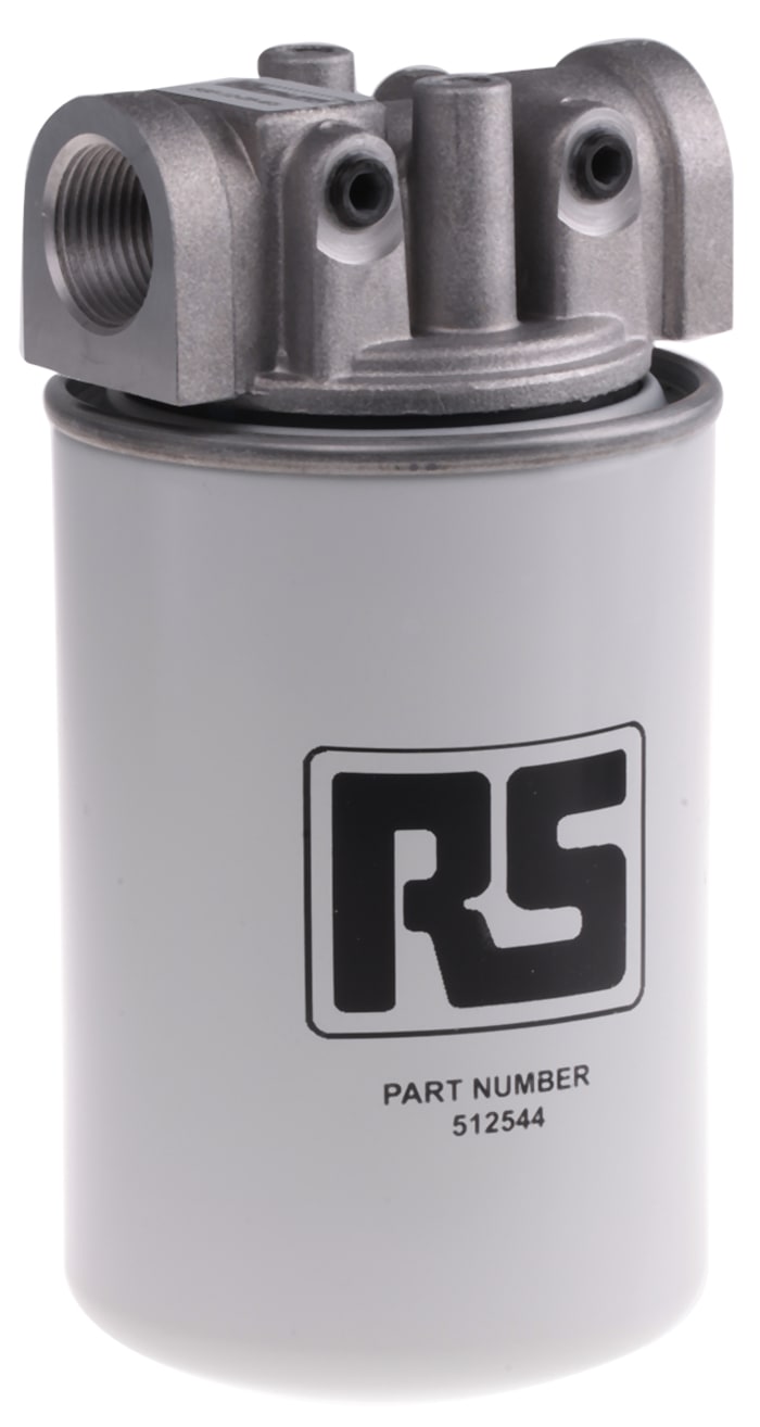 RS PRO 12 bar 3/4in Hydraulic Spin-On Filter Can, 65L/min max, 10μm filtration size