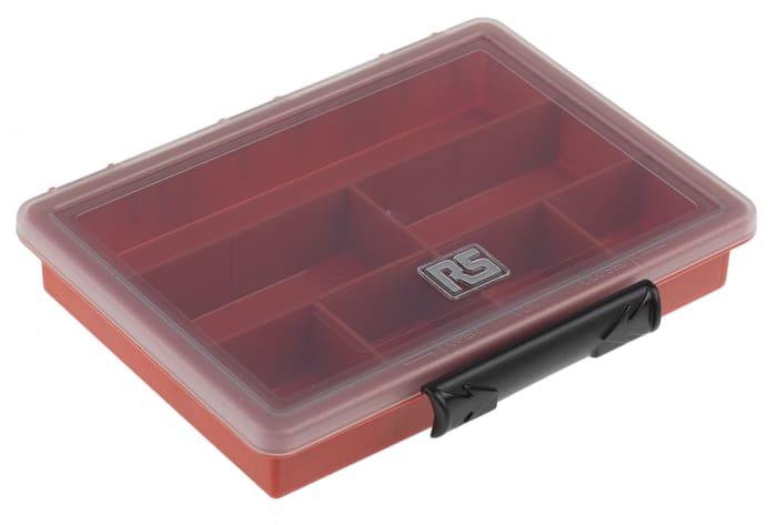 RS PRO 7 Cell Red PP Compartment Box, 32mm x 175mm x 143mm