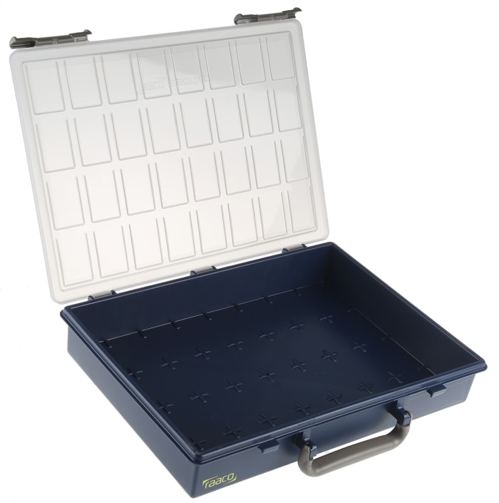 Caja organizadora Raaco de 32 compartimentos ajustables de PP Negro, Transparente, 338mm x 261mm x 57mm
