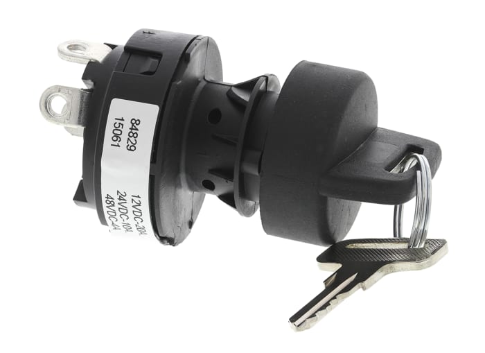 Interrupteur à clé Honeywell, 3 positions 10 A à 24 V c.c., 20 A à 12 V c.c., 4 A à 48 V c.c.