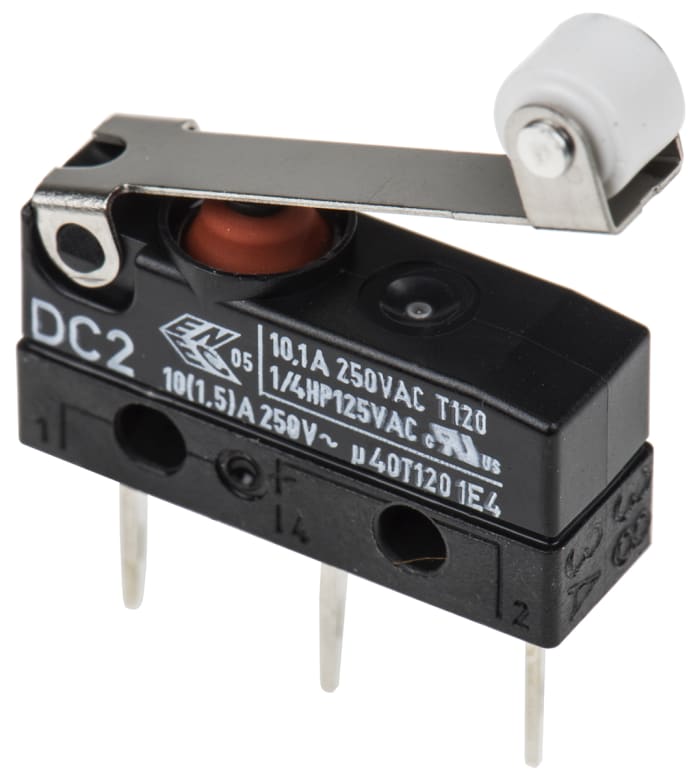 ZF Roller Lever Micro Switch, Tab Terminal, 10.1 A @ 250 V ac, SPDT, IP6K7