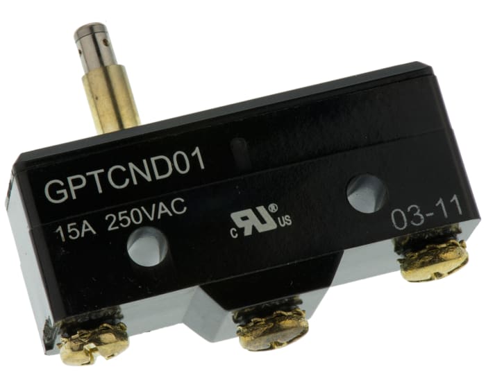 ZF Button Micro Switch, Screw Terminal, 15 A @ 250 V ac, SPDT