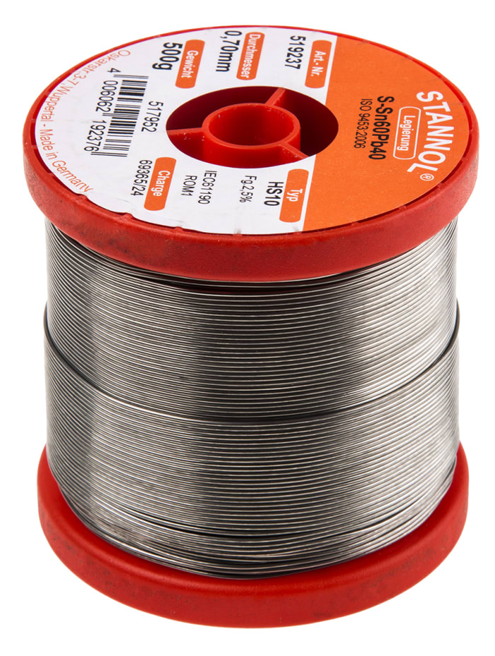 Fil à souder Stannol 0.7mm, 500g, Plomb 40%, Etain 60%, fusion à 183°C