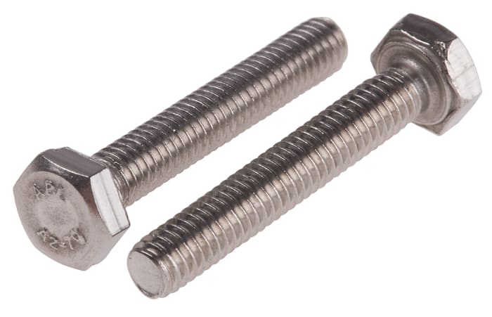 RS PRO Plain Stainless Steel, Hex Bolt, M4 x 25mm