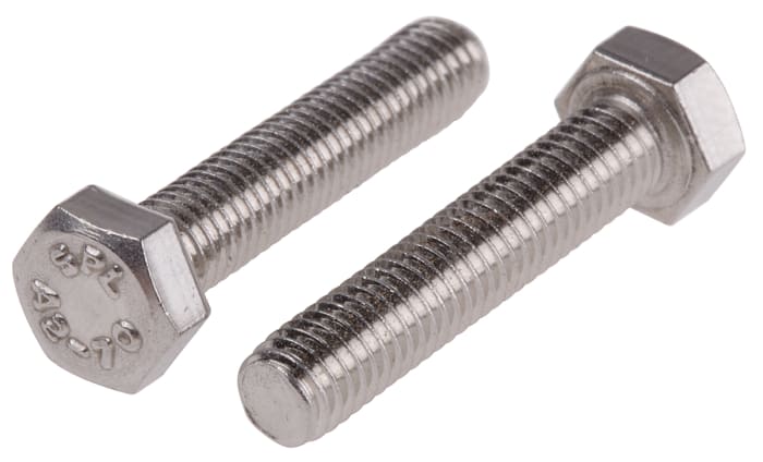 RS PRO Stainless Steel Hex, Hex Bolt, M5 x 25mm