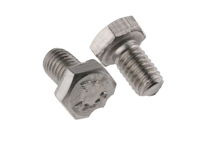 RS PRO Plain Stainless Steel, Hex Bolt, M6 x 10.0mm