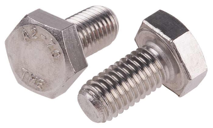 RS PRO Plain Stainless Steel Hex Hex Bolt M10 x 20mm 520 267