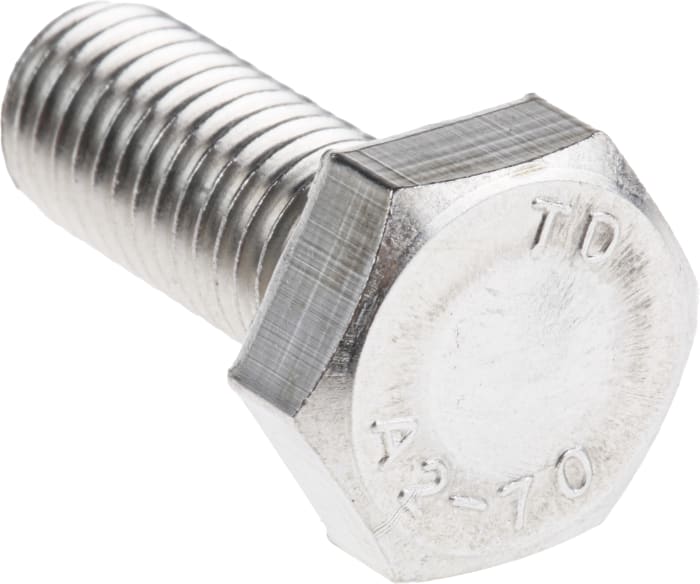 RS PRO Stainless Steel Hex, Hex Bolt, M10 x 25mm