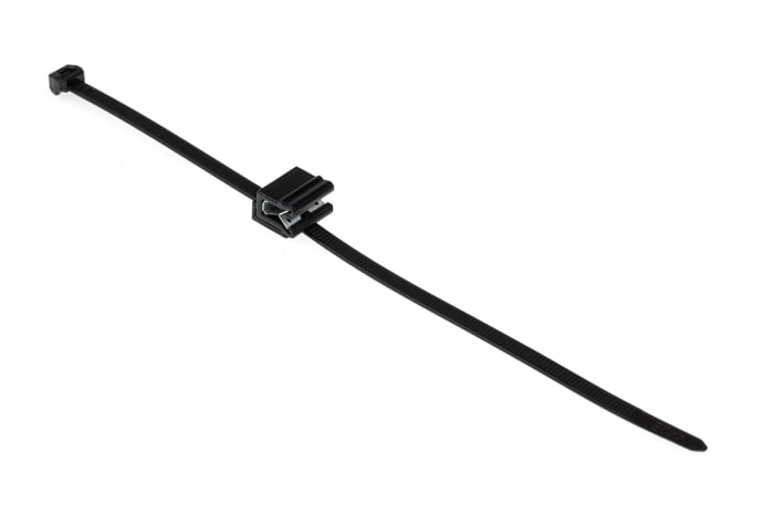 HellermannTyton Cable Tie Assemblies, EdgeClip, 200mm x 4.6 mm, Black Polyamide 6.6 (PA66), Pk-25