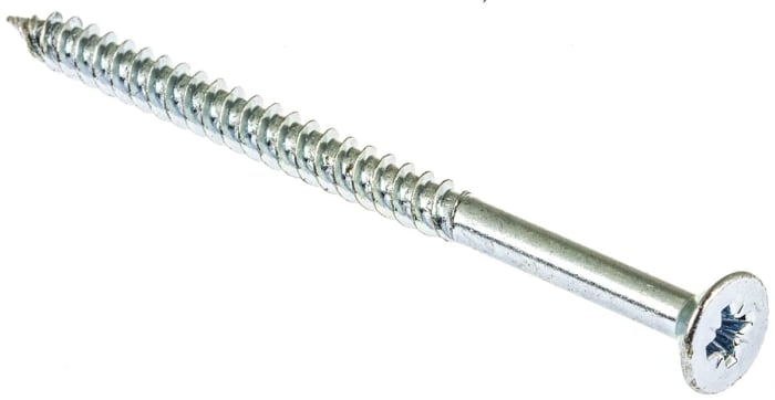 RS PRO Pozidriv Countersunk Steel Wood Screw, Bright Zinc Plated, No. 10 Thread, 3in Length
