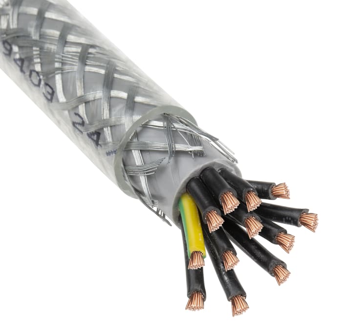 RS PRO SY Control Cable, 12 Cores, 1.5 mm², Screened, 50m, Transparent PVC Sheath, 15