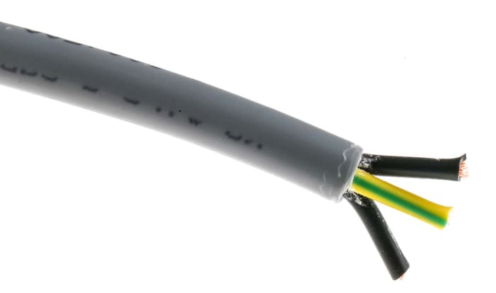 Câble de commande YY RS PRO, 3 x 0,75 mm², 18 AWG, gaine en Chlorure de polyvinyle PVC, Gris, 50m