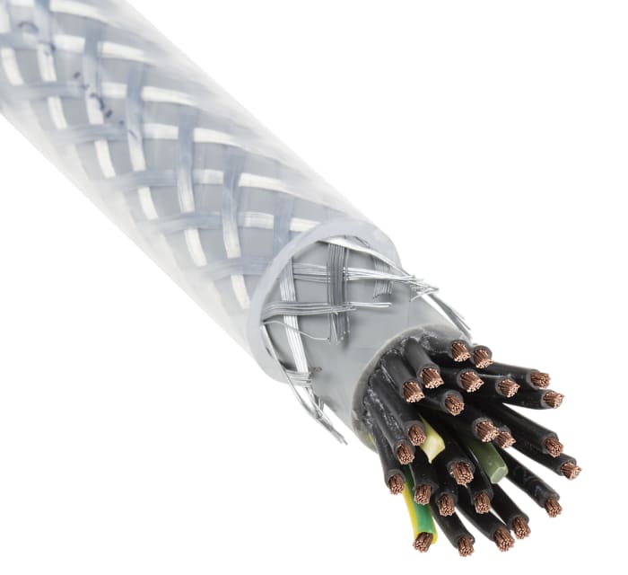 RS PRO Control Cable, 25 Cores, 1 mm², SY, Screened, 50m, Transparent PVC Sheath, 17 AWG