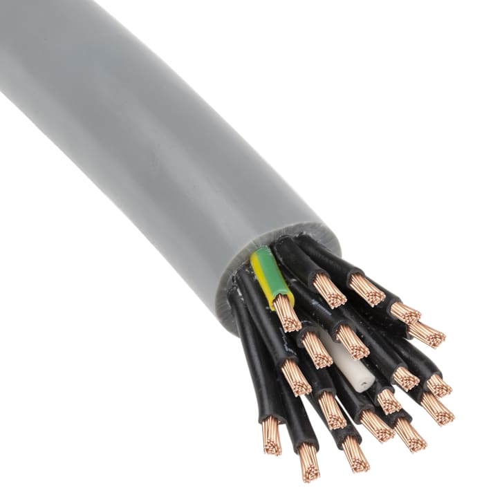 Control Cable 18žilový plocha průřezu 1,5 mm², 16 A, 300 V Polyvinylchlorid PVC plášť , vnější průměr: 16.5mm RS PRO 50m