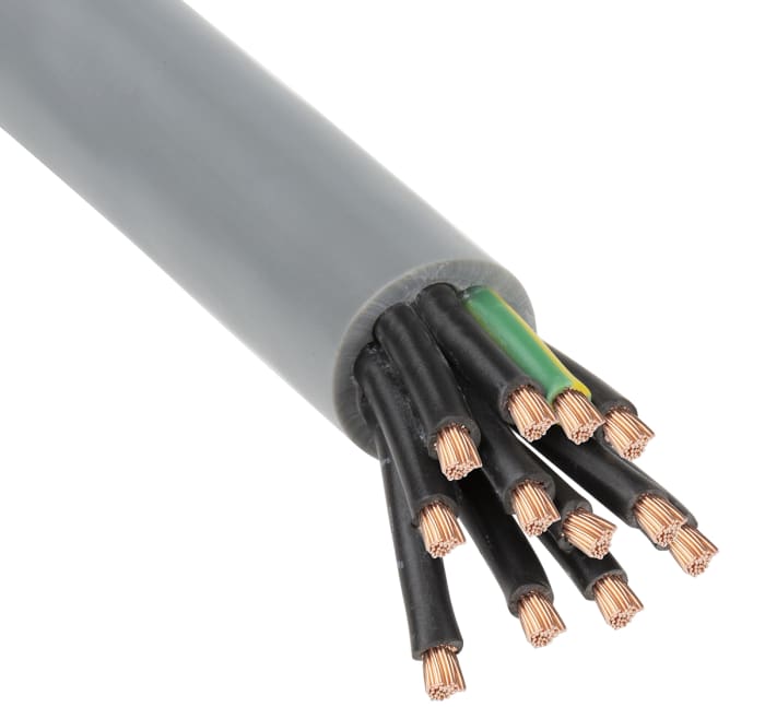 RS PRO Control Cable, 12 Cores, 2.5 mm², YY, Unscreened, 50m, Grey PVC Sheath, 13 AWG