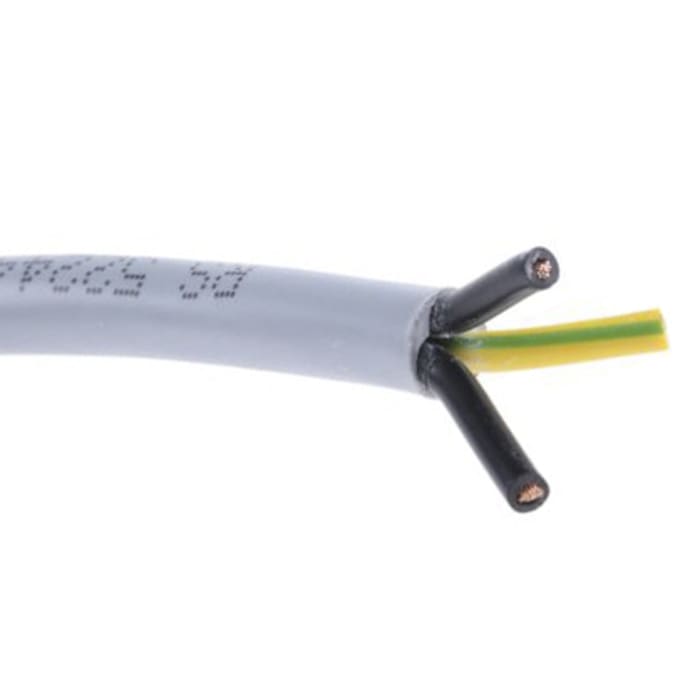 Câble de commande YY RS PRO, 3 x 1,5 mm², 15 AWG, gaine en Chlorure de polyvinyle PVC, Gris, 50m