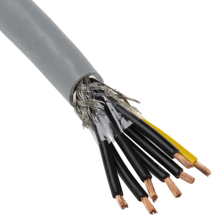 RS PRO Control Cable, 7 Cores, 1.5 mm², CY, Screened, 50m, Grey PVC Sheath, 15 AWG