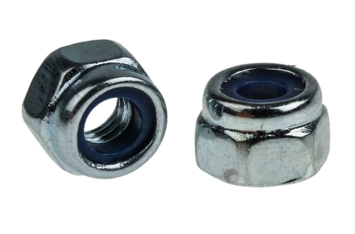 RS PRO, Bright Zinc Plated Steel Lock Nut, DIN 985, M4