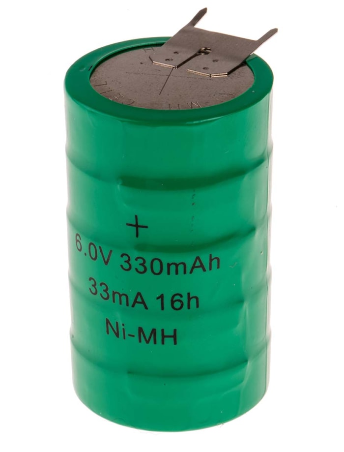 RS PRO RS PRO 6V NiMH Button Rechargeable Battery 330mAh 525