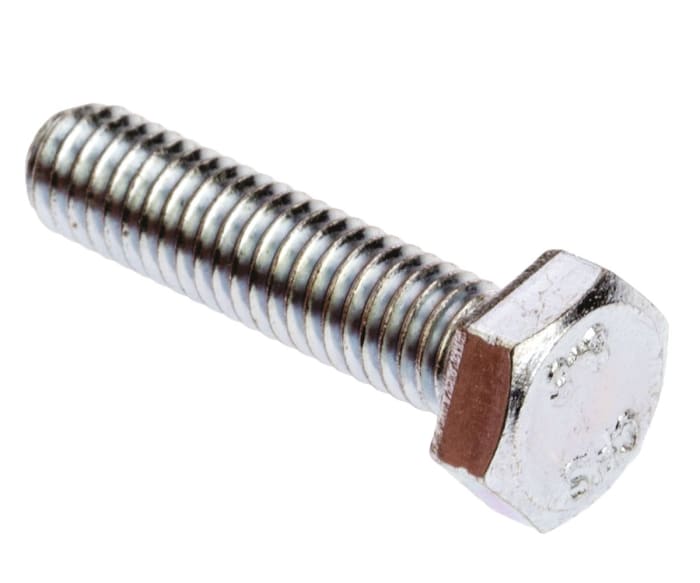 RS PRO Bright Zinc Plated Steel, Hex Bolt, M6 x 25mm